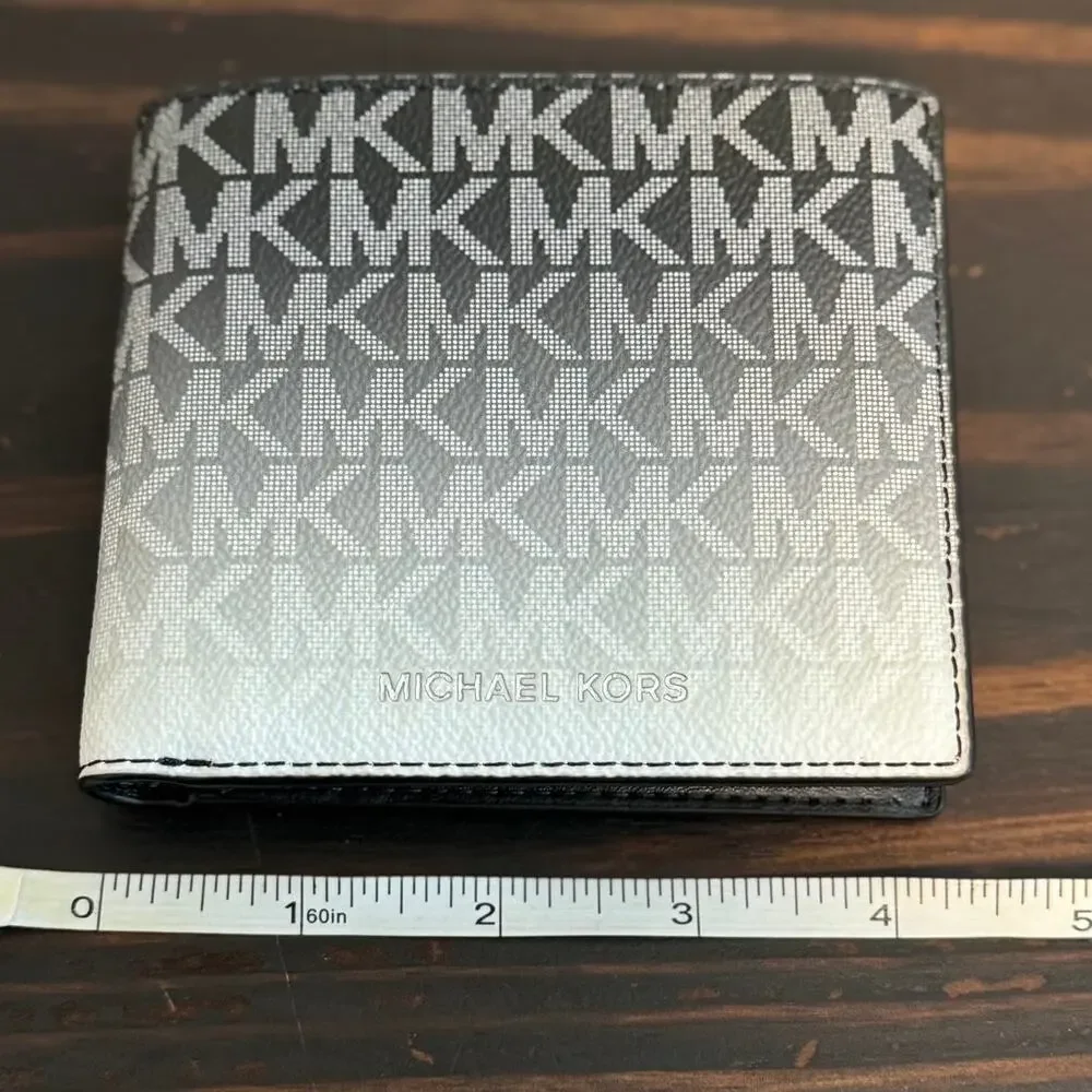 Michael Kors Cooper Black to White Ombre Logo Bi-Fold Wallet